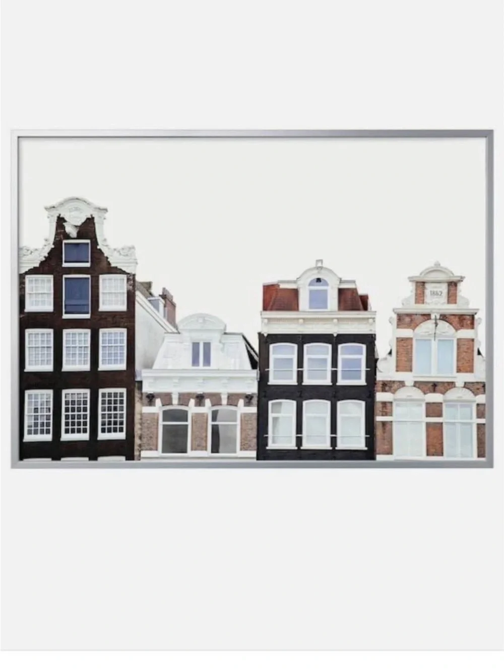 IKEA BJORKSTA Amsterdam Canal Houses Canvas Print Wall Art - Black, White, Brick